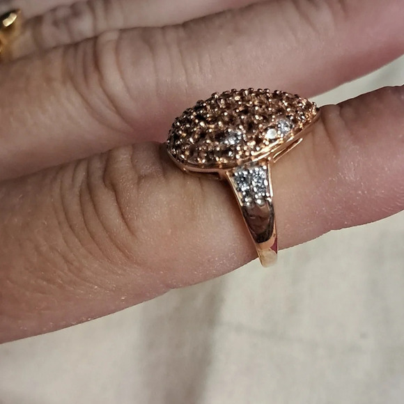 Natural Jenipapo Andalusite & Natural White Zircon Accented Cluster Style Ring - Picture 5 of 10